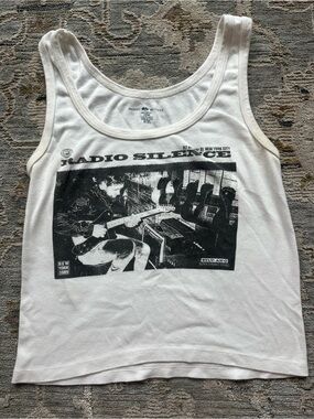 Brandy Melville White Logo Cotton Tank